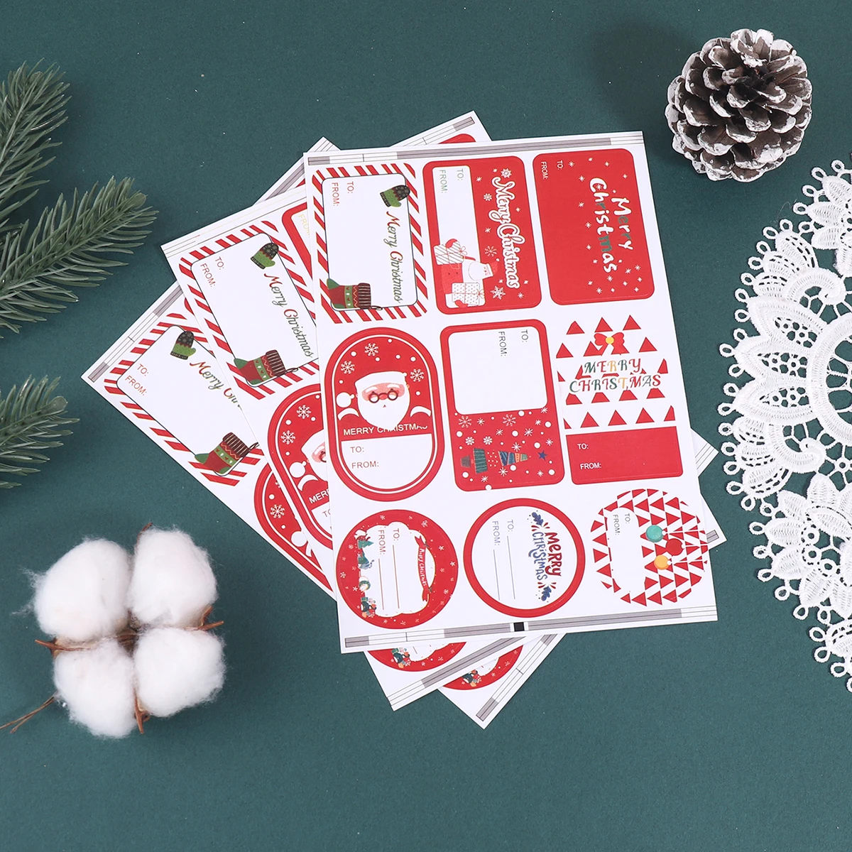 10-teiliges Set mit kreativen Weihnachtsetikettenaufklebern zum Dekorieren von Weihnachtsgeschenkboxen, exquisiten und stilvollen Geschenken