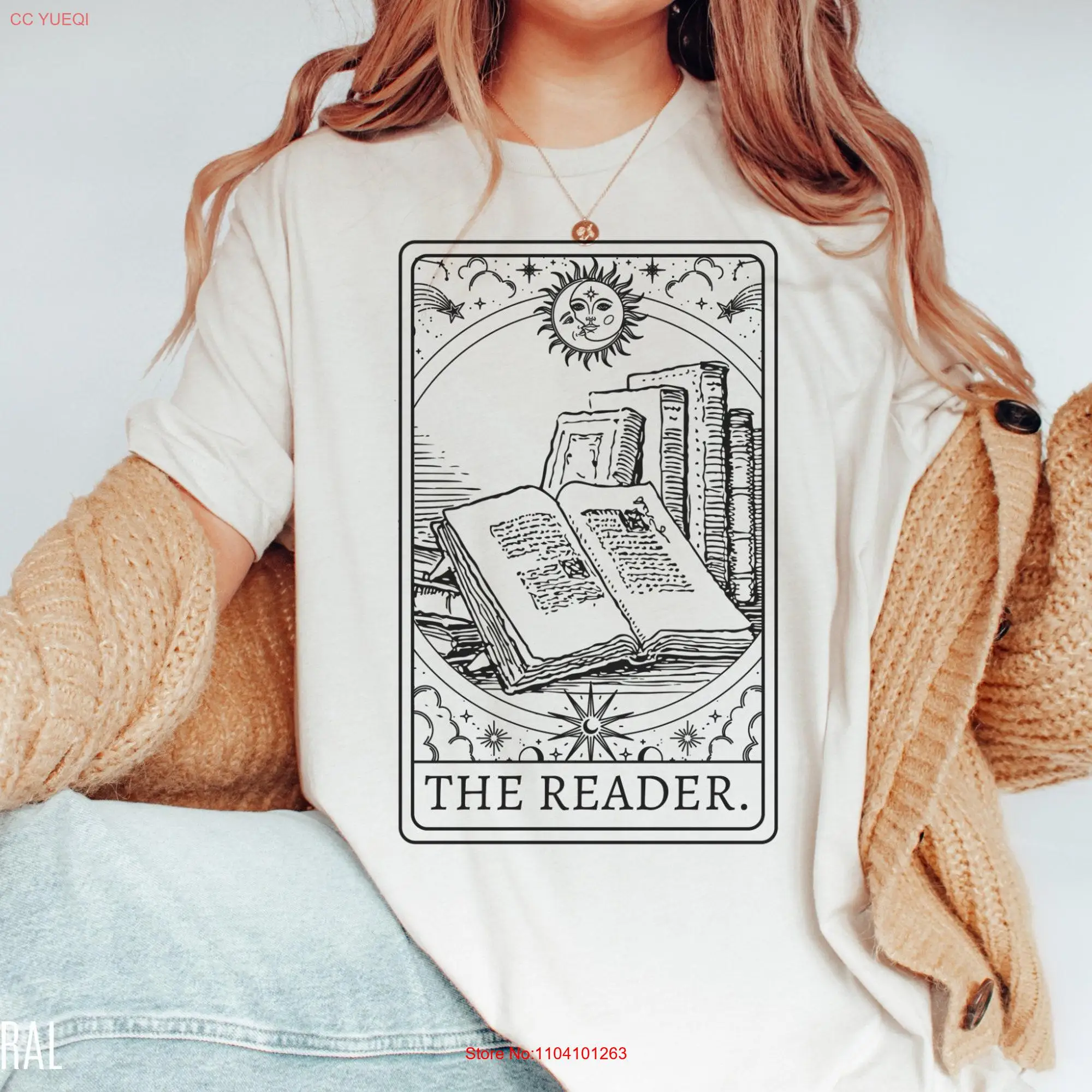 Reader Tarot Card T Shirt Book Lover Bookish Library long or short sleeves