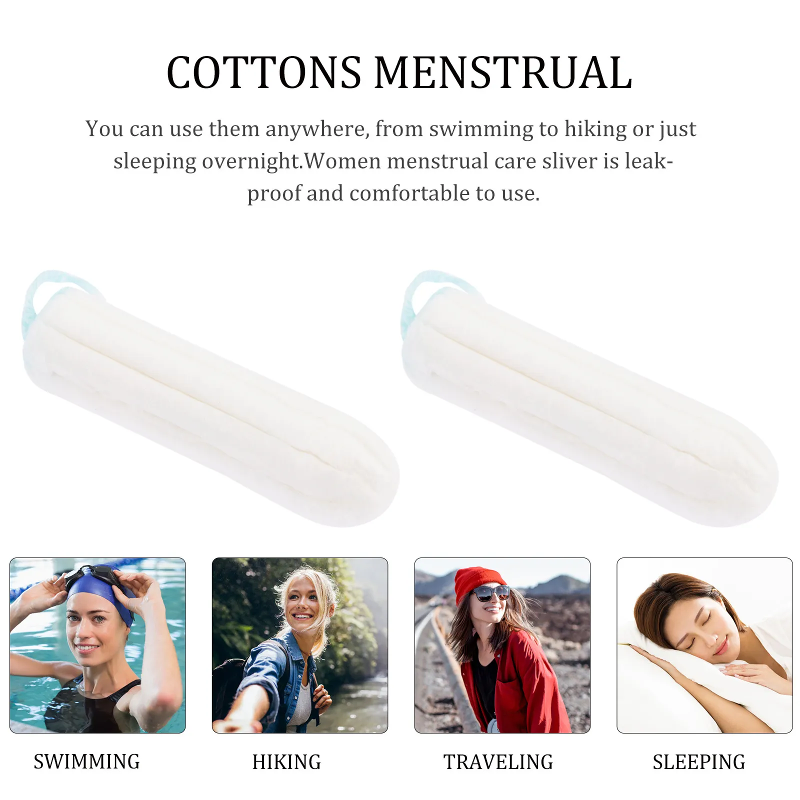50Pcs Cotton Sanitary Tampon Finger Push- Easy Insertion Menstrual Tampon for Women Soft Comfortable Dry Breathable