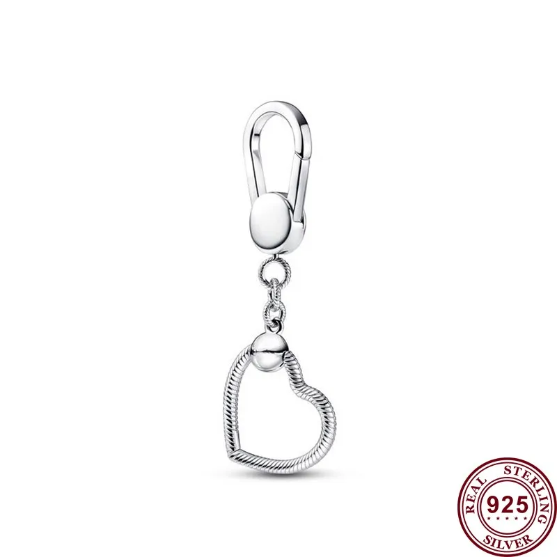 New Hot 925 Silver Backpack Heart Shaped Key Chain Pet Collar Pendant Women's Jewelry Wedding High Quality Diy Charm Jewelry