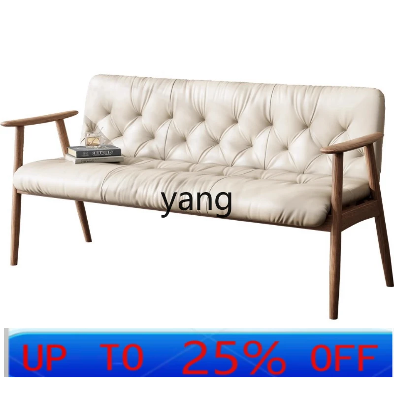 

LTT Solid Wood Sofa Chair Living Room Home Retro Simple Chair with Pull Button