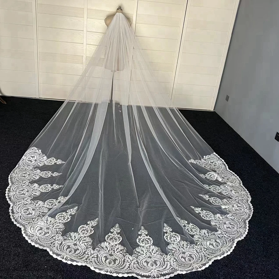 New Arrival White Ivory Cathedral wedding veils for Bride Wedding accessories Velos de novia Bridal veils boda Matrimonio welon