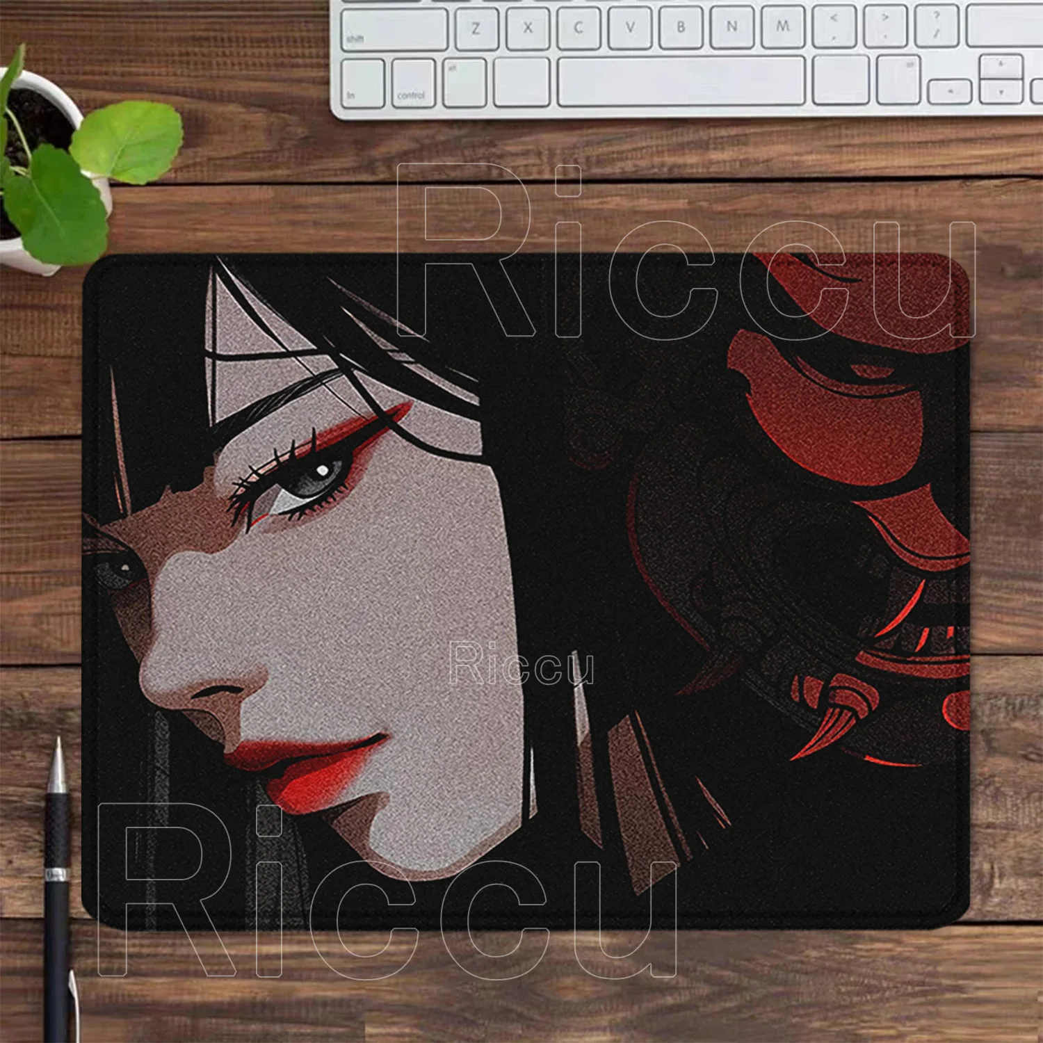 Gaming Mousepad Ghost Mask Girl Non-slip Base Table Pad E-Sports Keyboard Office Mice Mat Gaming HD Printing Overlock Desk Mat
