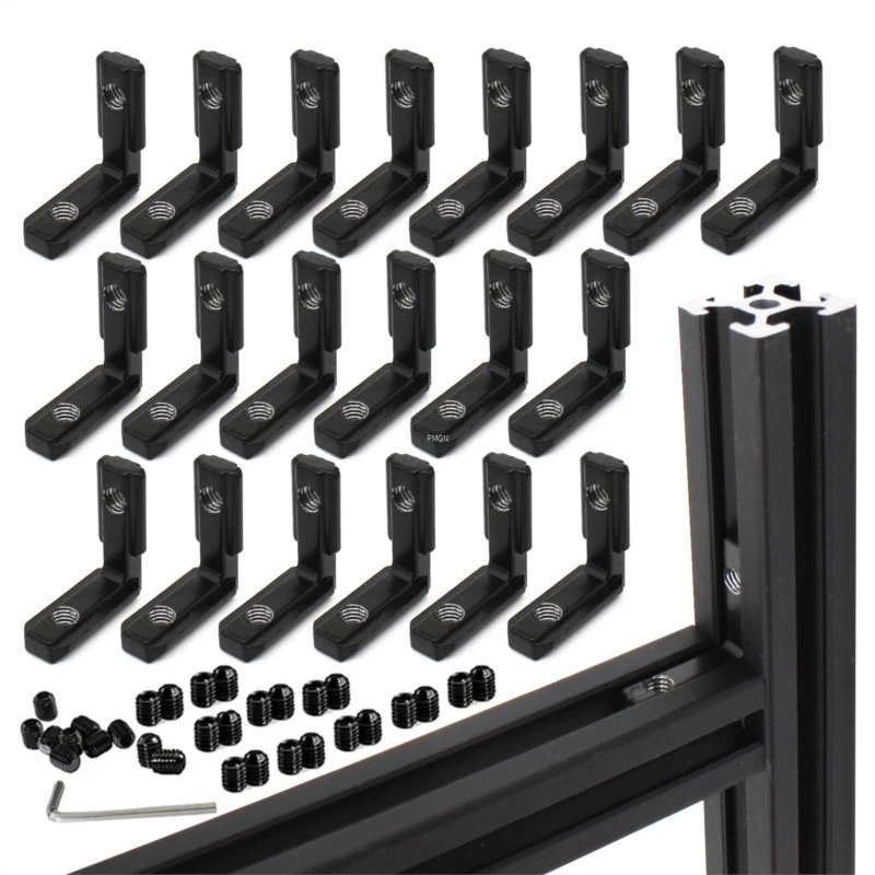 2020 Aluminium Extrusie T V Slot Hoekbeugel 20S Geëxtrudeerde Haakse Connector Met Schroeven Voor 2020 2040 Aluminium Profiel