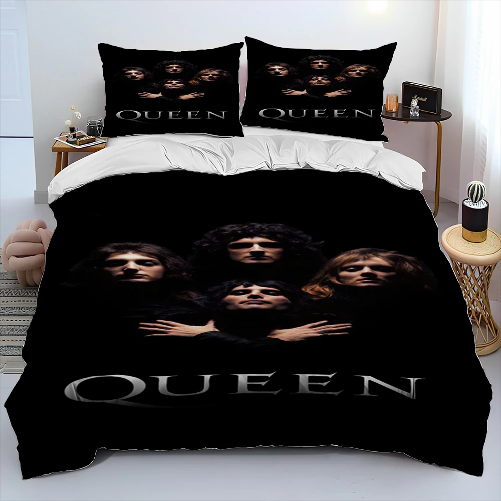 Freddie Mercury Queen-Rock-Band Comforter Bedding Set,Duvet Cover Bed Set Quilt Cover Pillowcase,King Queen Size Bedding Set Kid