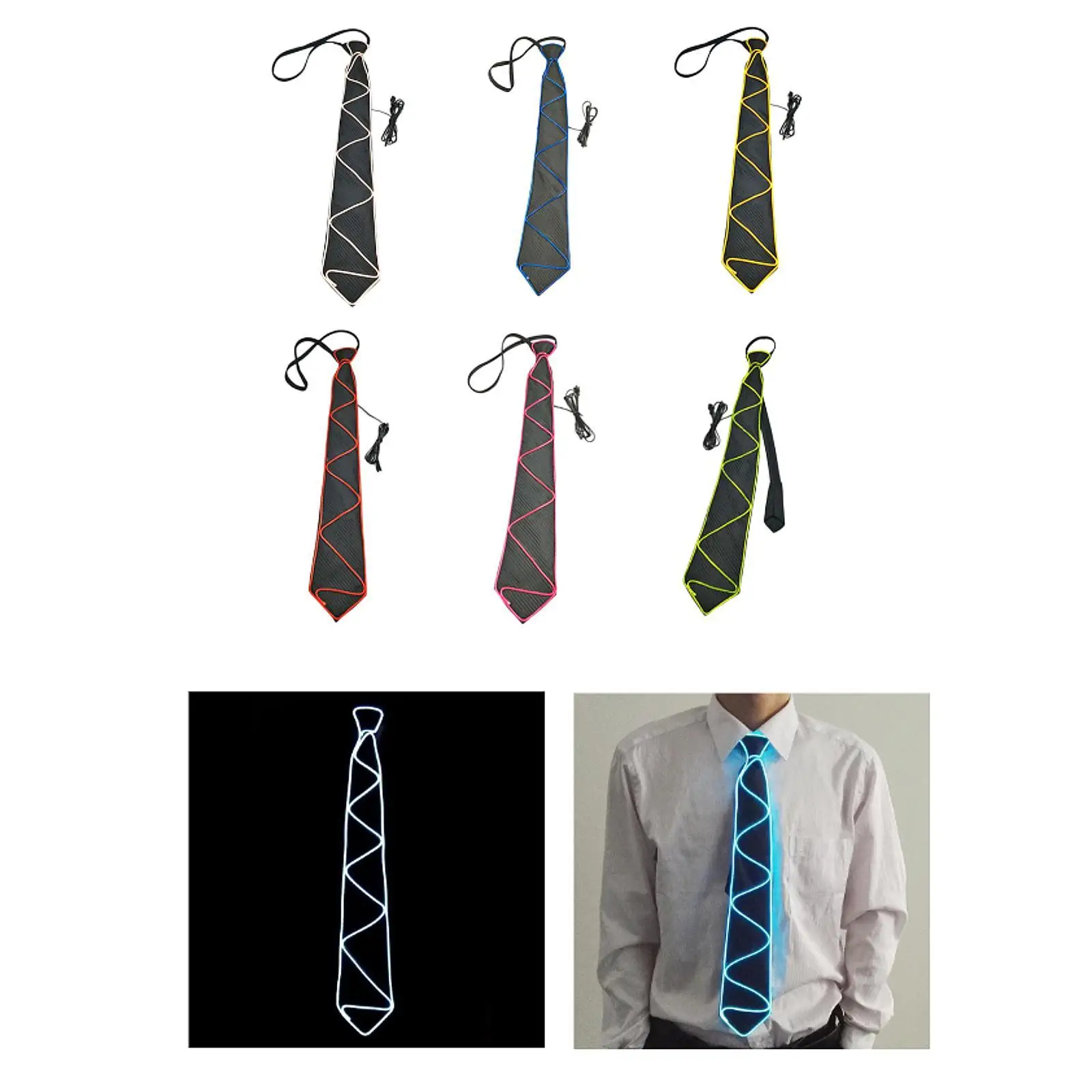 Leuchtende Krawatten, Kostümzubehör, leuchtet im Dunkeln, für Show Cosplay Rave