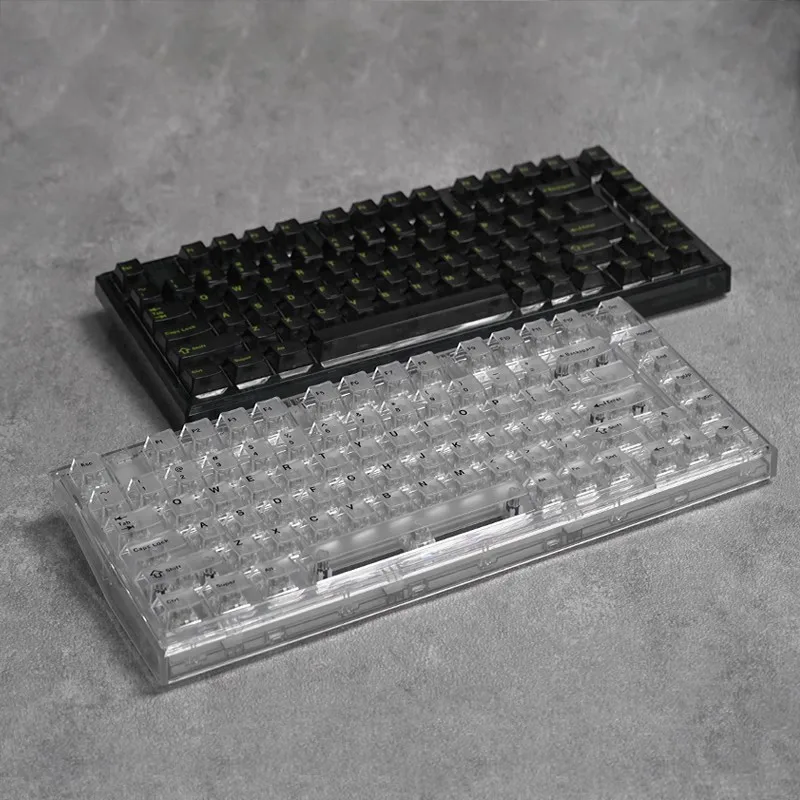 Transparente Tastenkappe, weißer Nebel, schwarzes PC-Material, Originalhöhe 87 Tasten