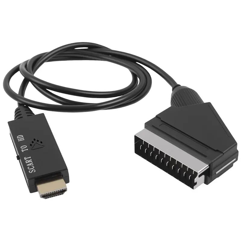 ●Scart To -Compatible HD 1080P Video Converter Adapter, Male To Female For HDTV, DVD, PC, 1M Cable