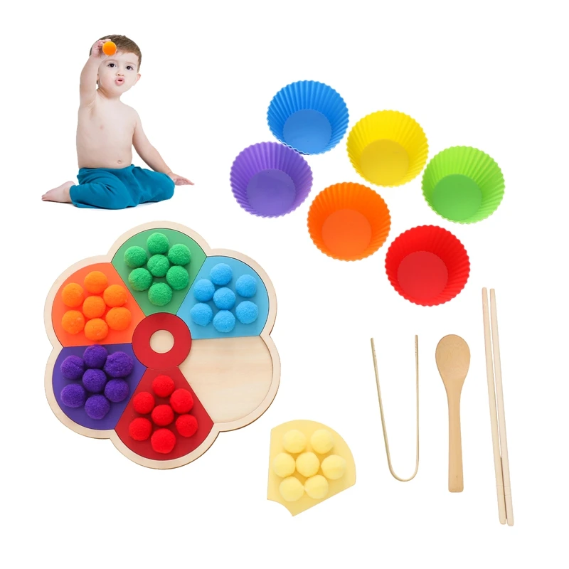 Baby Holz Montessori Spielzeug Regenbogen Farbe Sortier spielzeug Baby sensorische Berührung Spielzeug Neugeborenen Finger Verfeinerung Spiel Geschenke für Neugeborene