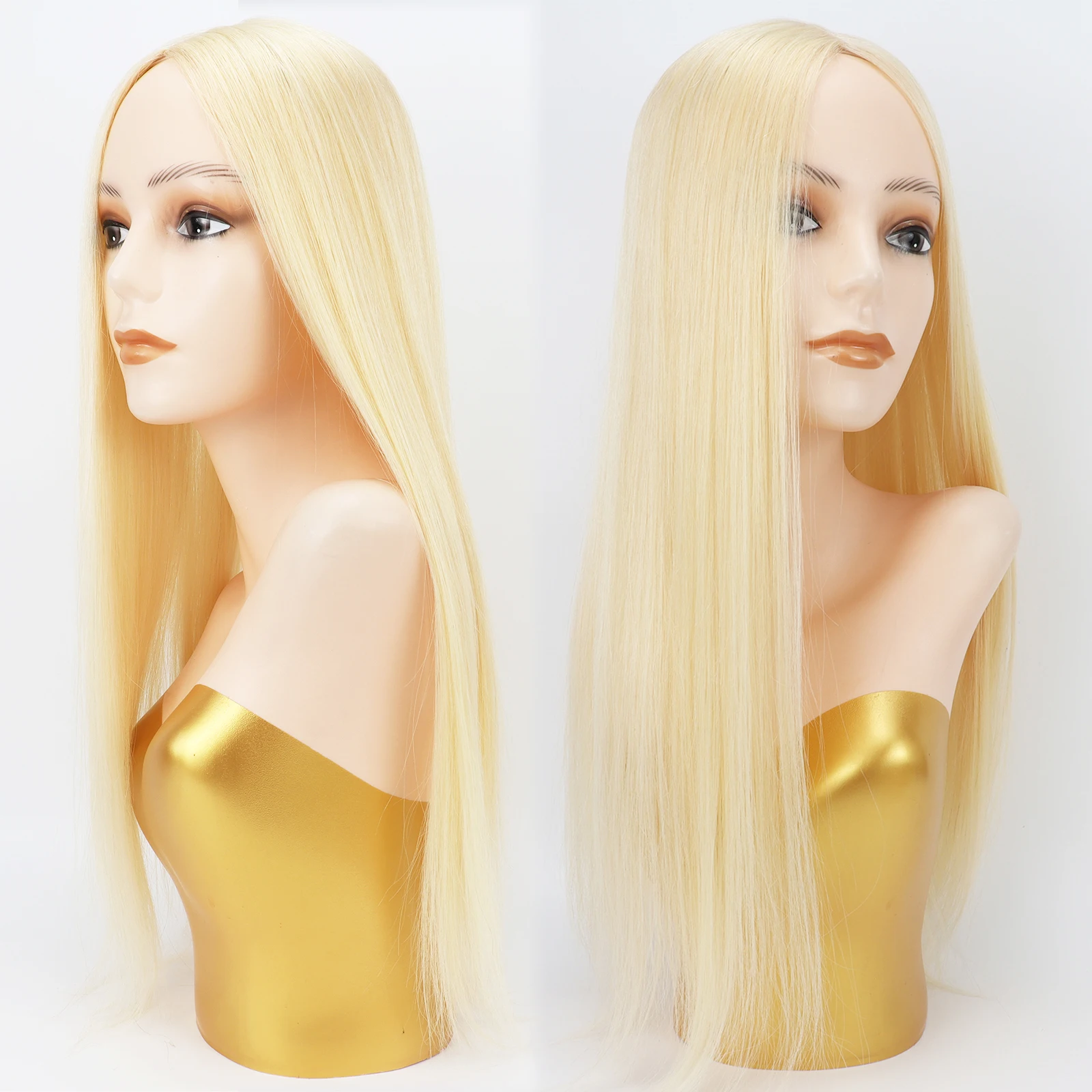 15x16 سنتيمتر الحرير العلوي توبر مع مقاطع في 22 بوصة شعر بشري ريمي حقيقي الشعر المستعار للنساء # 613 جلد حريري أشقر فاتح لفروة الرأس الطبيعية #2