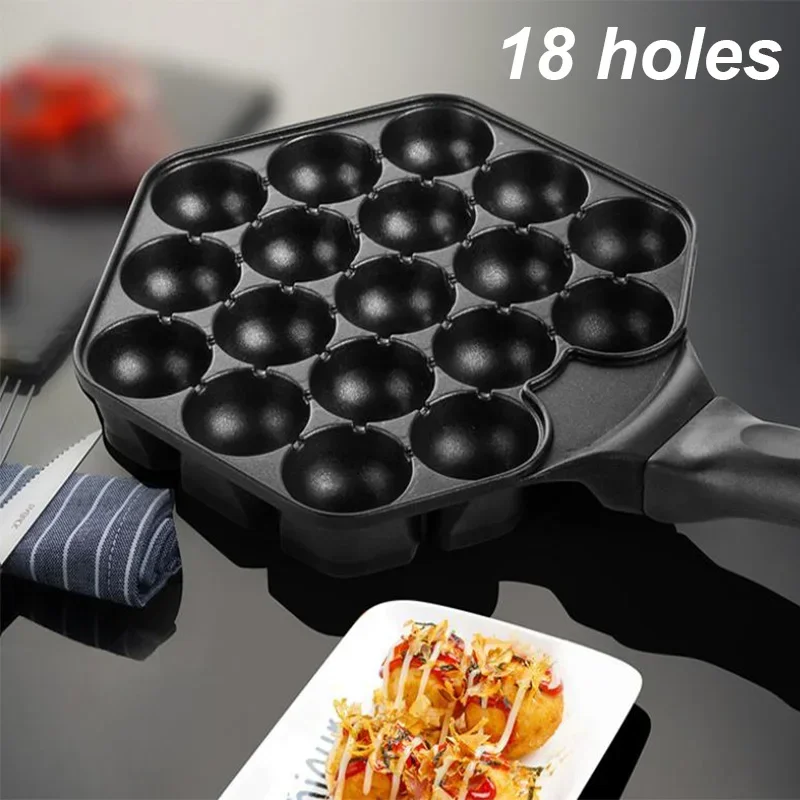 12 Holes Aluminum Alloy Takoyaki Pan Takoyaki Maker 18 Holes Chibi Maruko machine Baking Forms Mold Pan Octopus Baking Machine