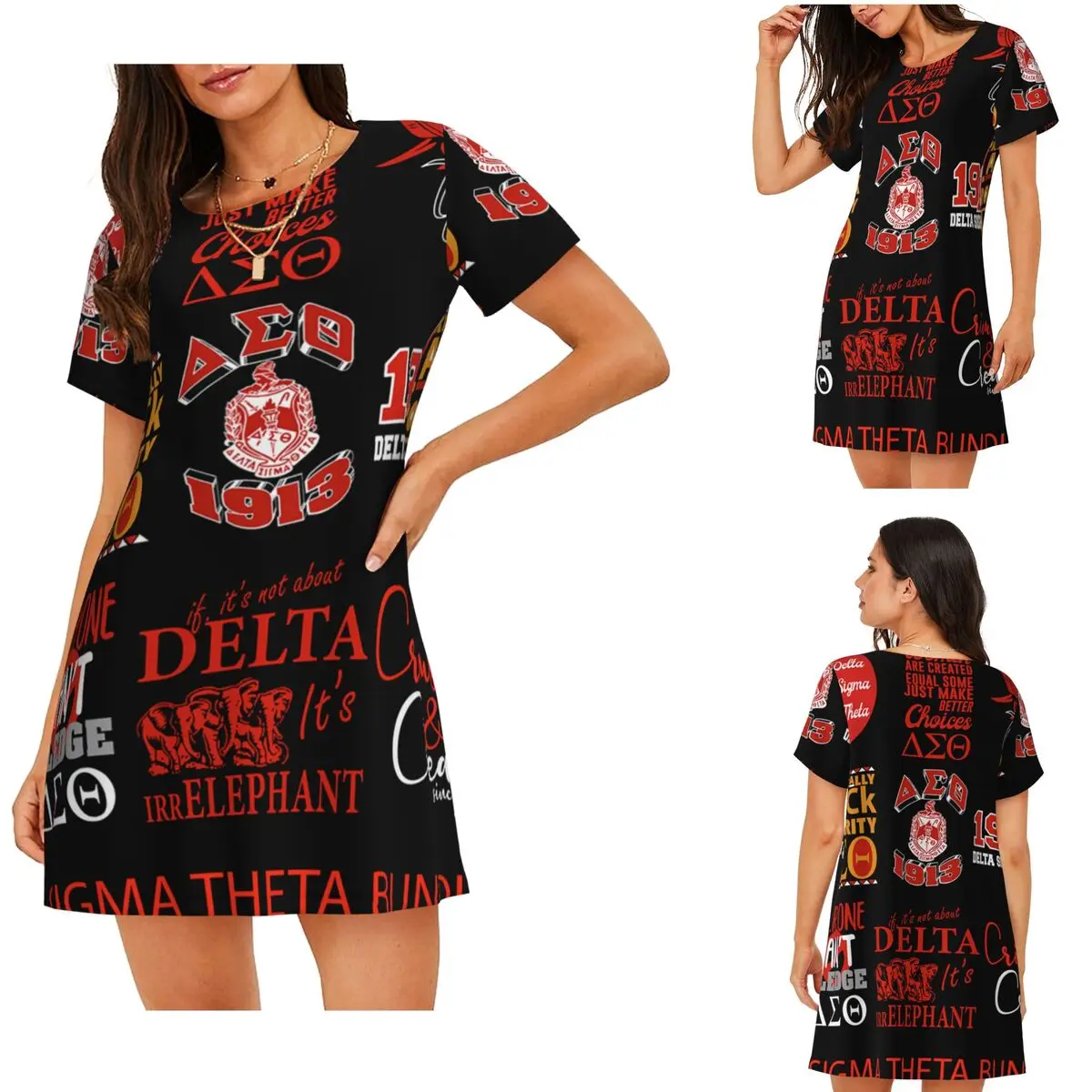 Delta Sigma Theta Sorority Short Sleeves Nightdress For Sleeping Sleepshirts Women Short Sleeve Nightgowns Soft Pajama Dress