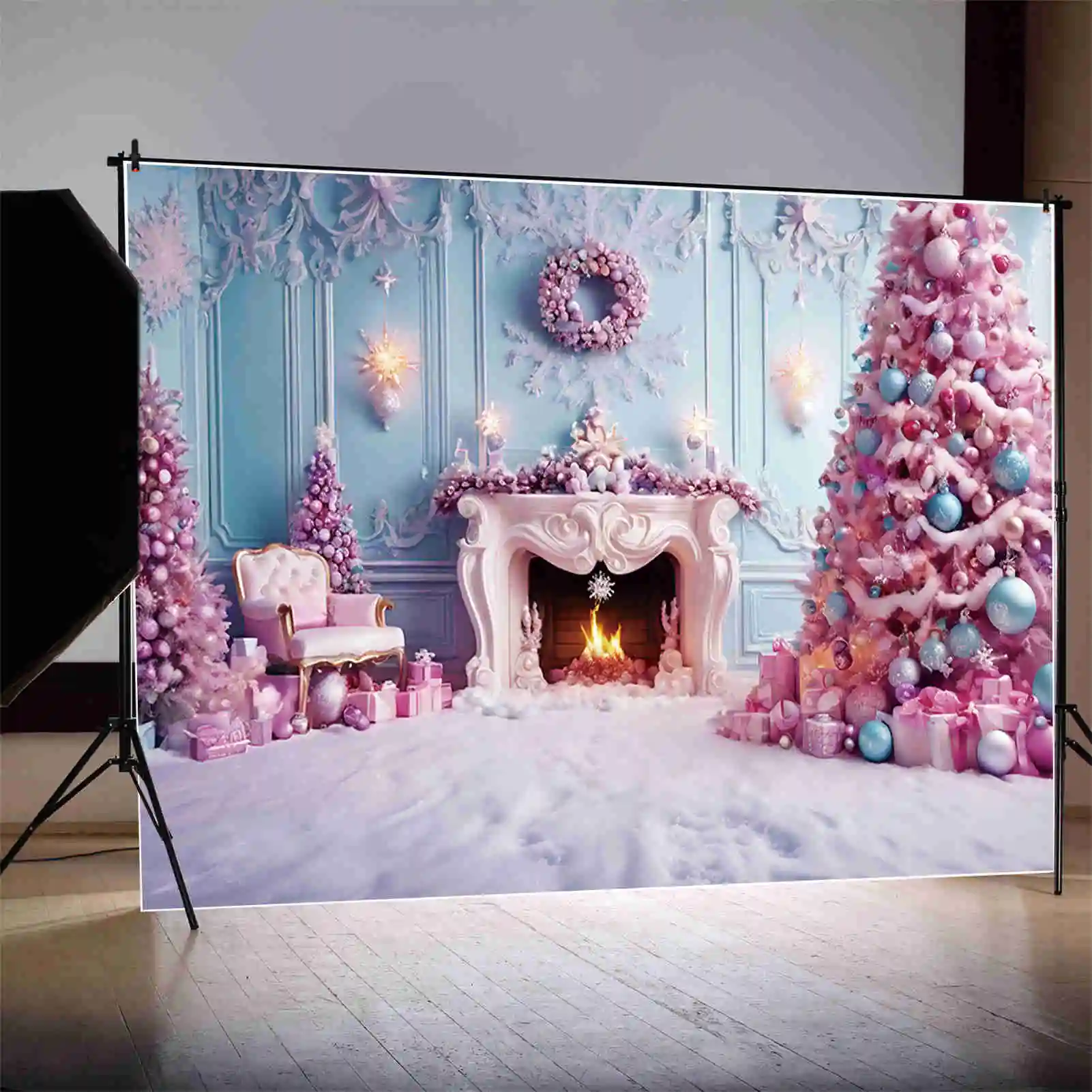 MOON.QG фиолетовые Рождественские елки фоны Дети Замороженные орнаменты Снежная елка фон фотоаксессуары