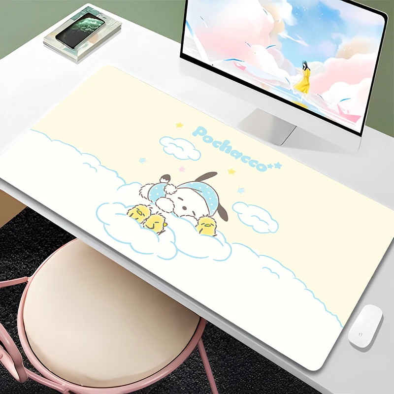 Mouse Pad PC Green Cartoon Gaming Accessories Keyboard Rug Laptop Cute P-pochacco Anime Mousepad Kawaii Desk Mat XXL Soft Carpet