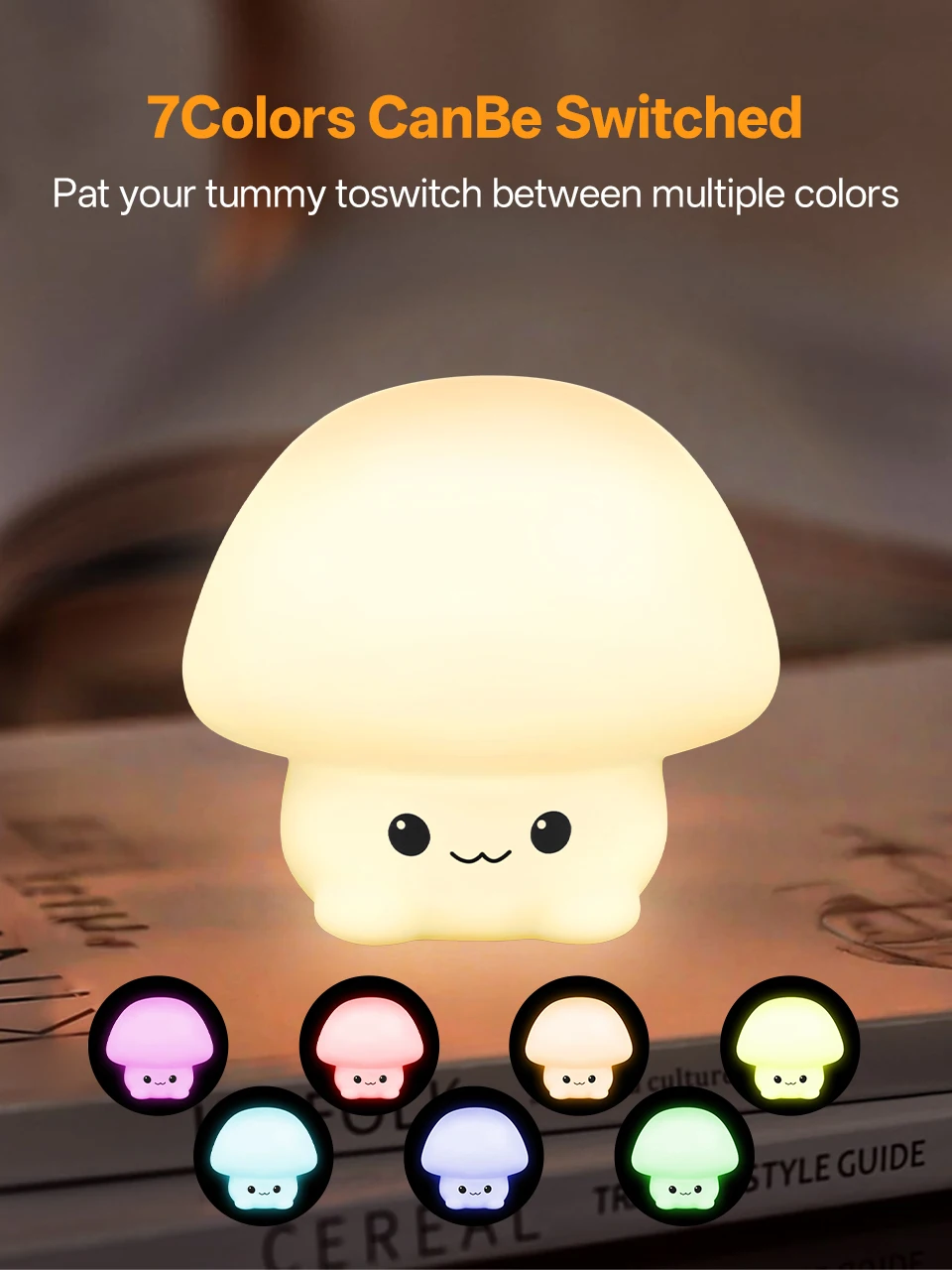 KFV Cute Pear Night Light 7-Color Dimmable Touch-Controlled Night Light Silicone Stress Reducing Pat Duck Lamp USB Rechargeable