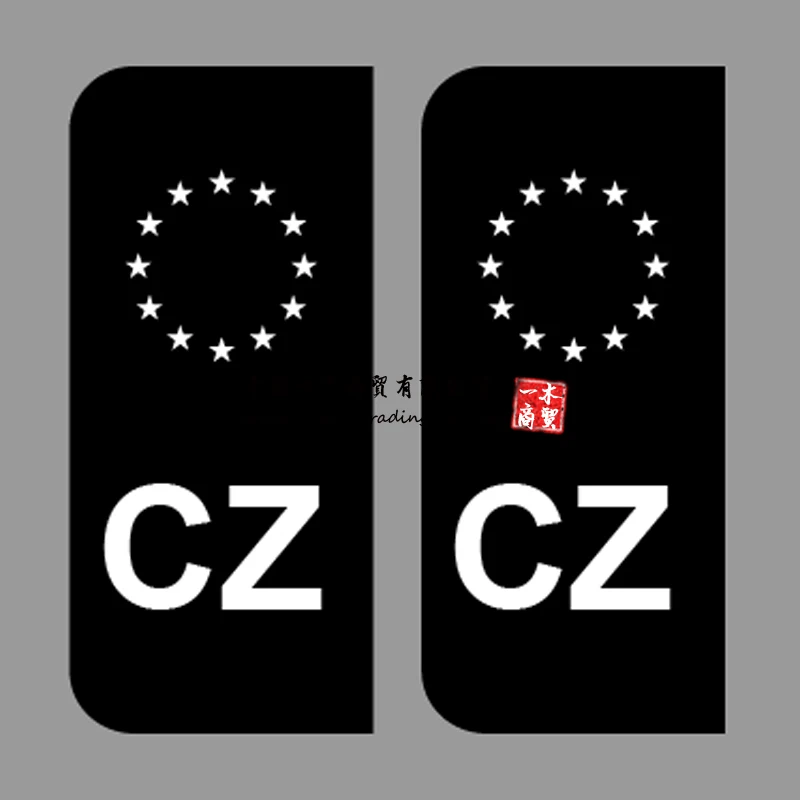 2 x Number Plate Black Sticker CZ DK SK EST Field Film, Black, Car, Trailer, Caravan, Bus Fits all standard sized Vinyl