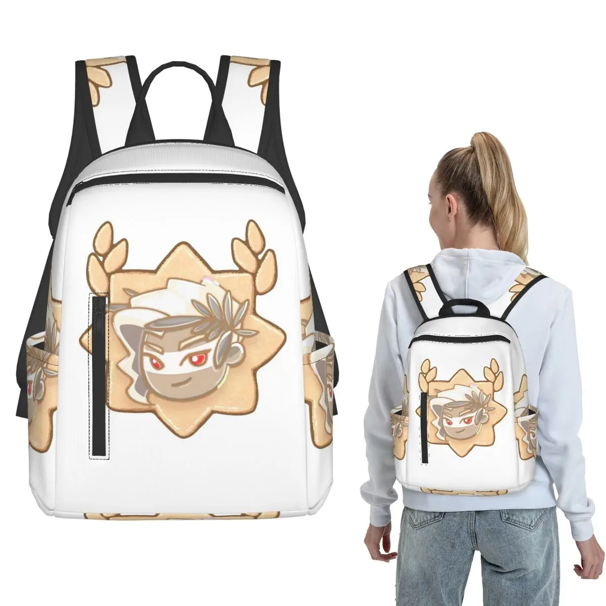 

Ares Cookie Icon Backpack Large Capacity Kids BookBag School Bag Shoulder Bags for Men Women