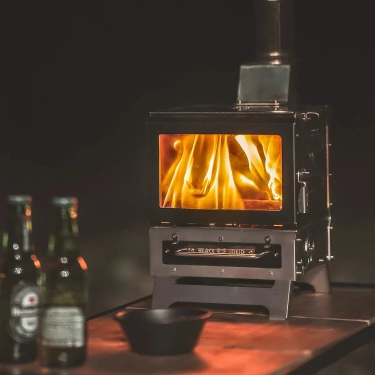 Chimenea mini mesa estufa de leña para acampar estufa de té al aire libre
