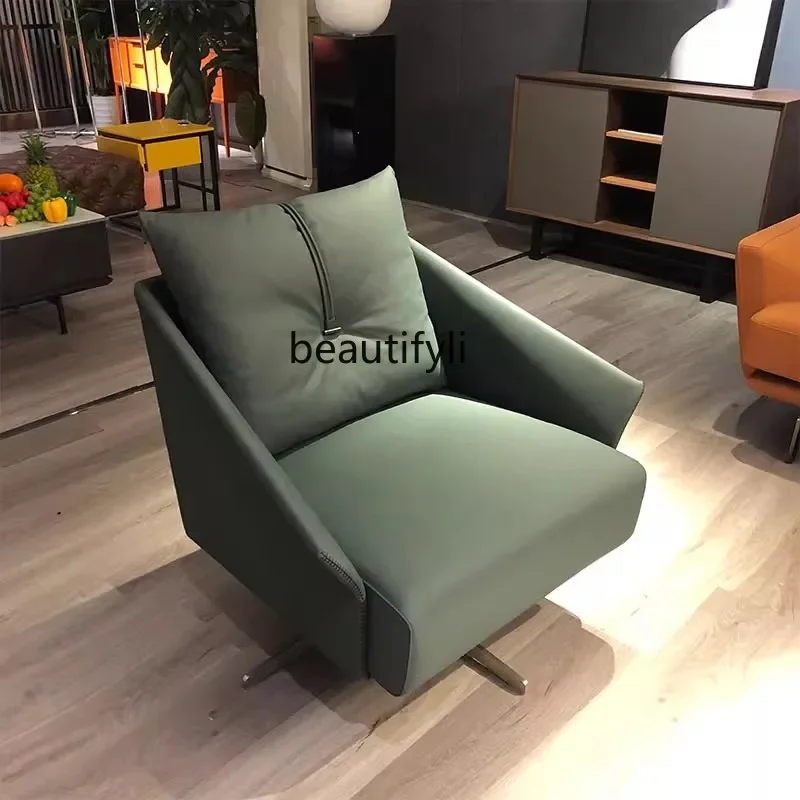 xzBalcony Leisure sofa chair Living room, first layer cowhide down soft bag rotating sales, chair