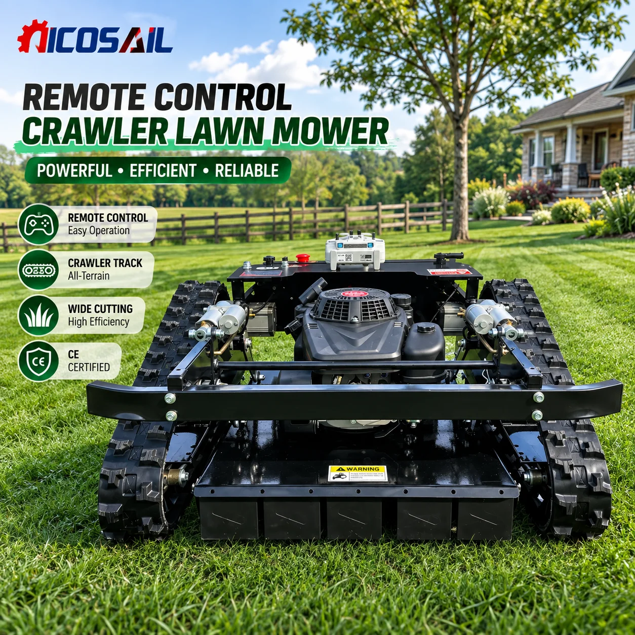 Compact Remote Control Crawler Lawn Mower CE Euro 5 OEM for Orchard Maintenance Landscaping and Grass Cutting