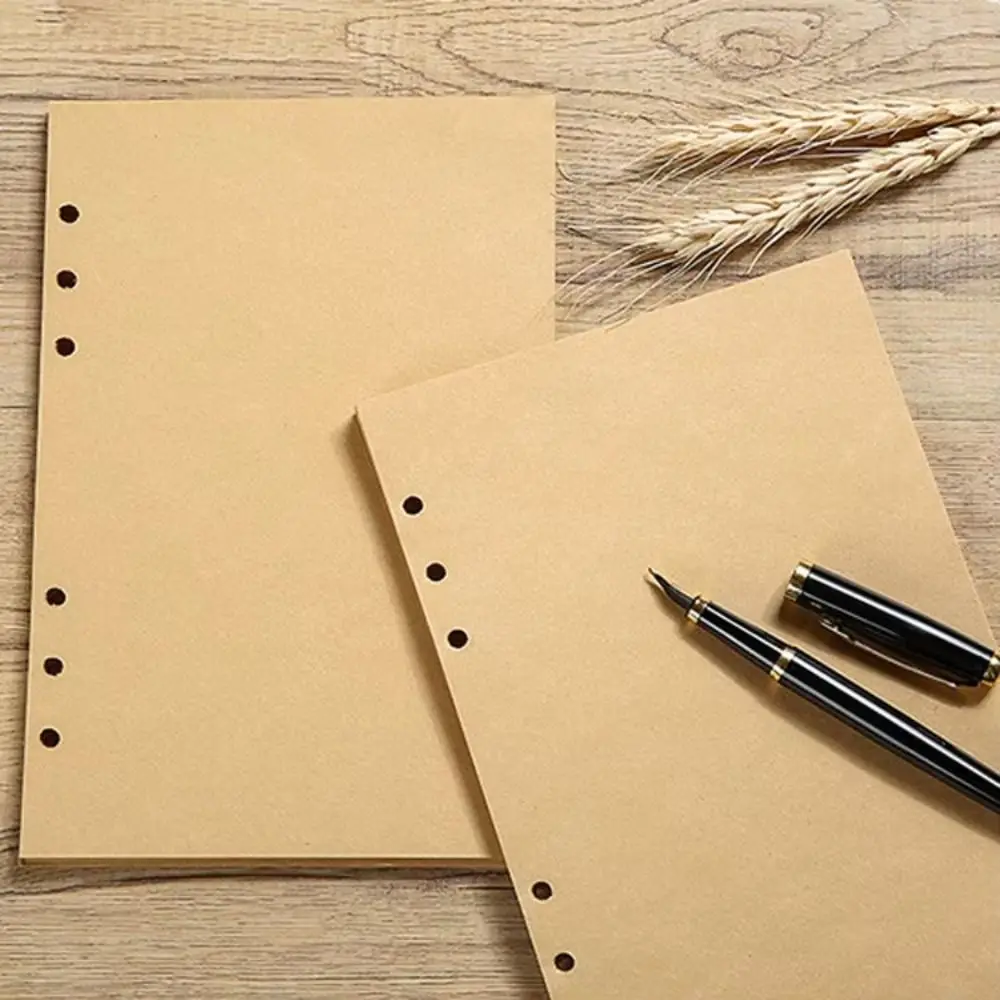 80Sheets Durable Kraft Paper Loose Leaf Paper A5/A6/A7 Horizontal Line/Blank Notebook Refill Paper Notepad Inside Paper Gift