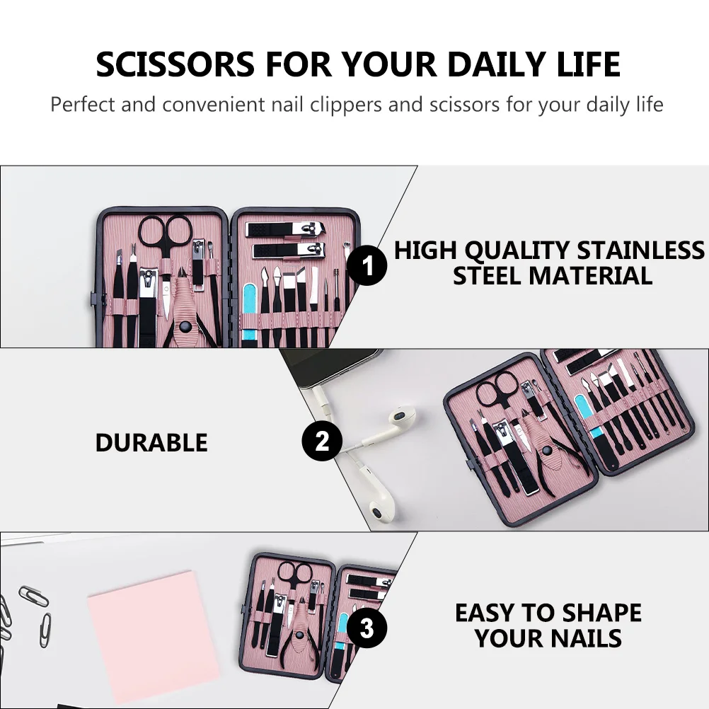 ชุดอุปกรณ์ทำเล็บมือและเล็บเท้า 1 ชุด ทำจากสแตนเลส ชุดกรรไกรตัดเล็บแบบพกพา สำหรับมืออาชีพ