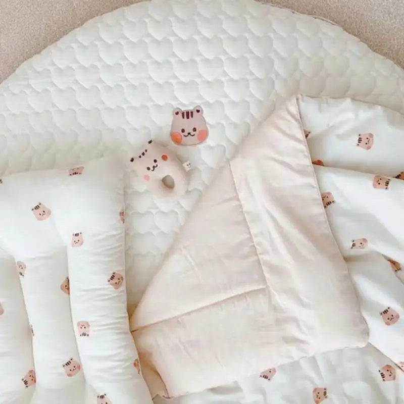 y88d الطفل صديق دائري ملعب سجادة القطن مع تطريز جميل سجادة الحضانة سميكة الدائرية للحضانة