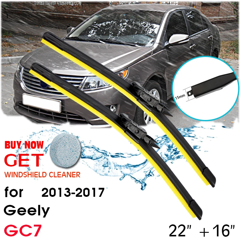 

Car Blade Wiper Window Windshield Rubber Silicon Refill Wiper For Geely GC7 2013-2017 LHD / RHD 22"+16" Car Accessories