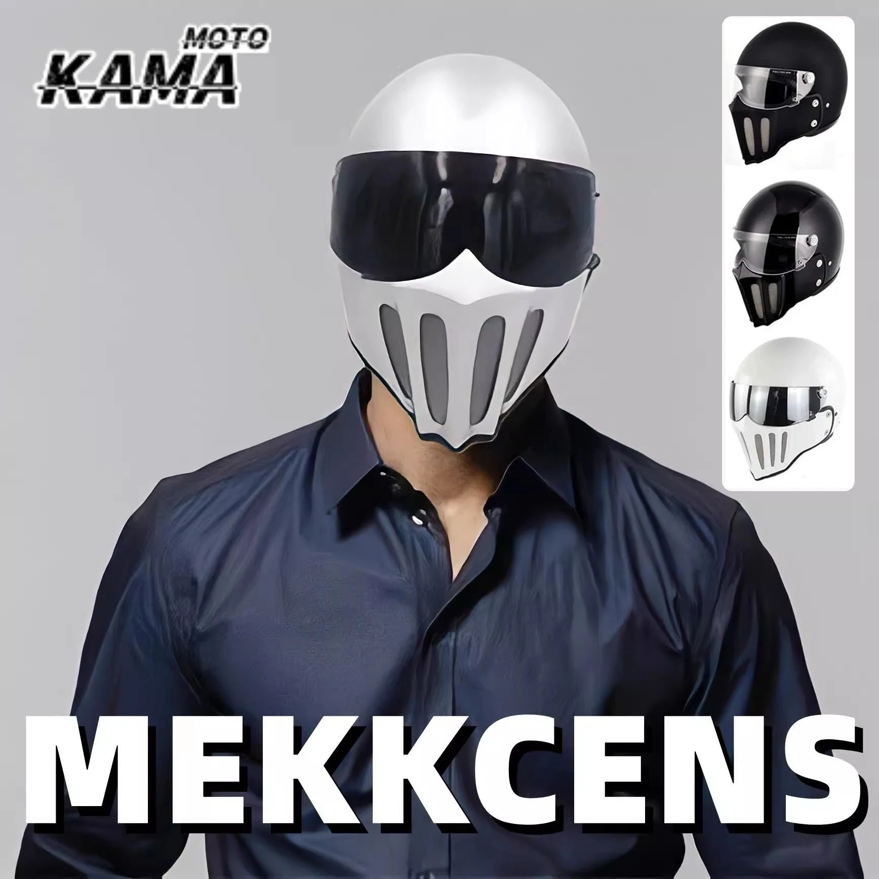 

HOT MEKKCENS Fiberglass Retro Small Helmet Body Electric Vehicle Detachable All-season Full-face Helmet