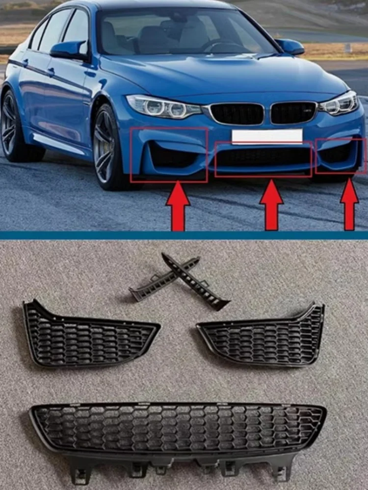 Auto Bottom Grille Fog lamp frame for BMW 4 Series M3 M4 F80 F82 F83 Grill Mask Front bumper net Radiator Grille Car Accessories