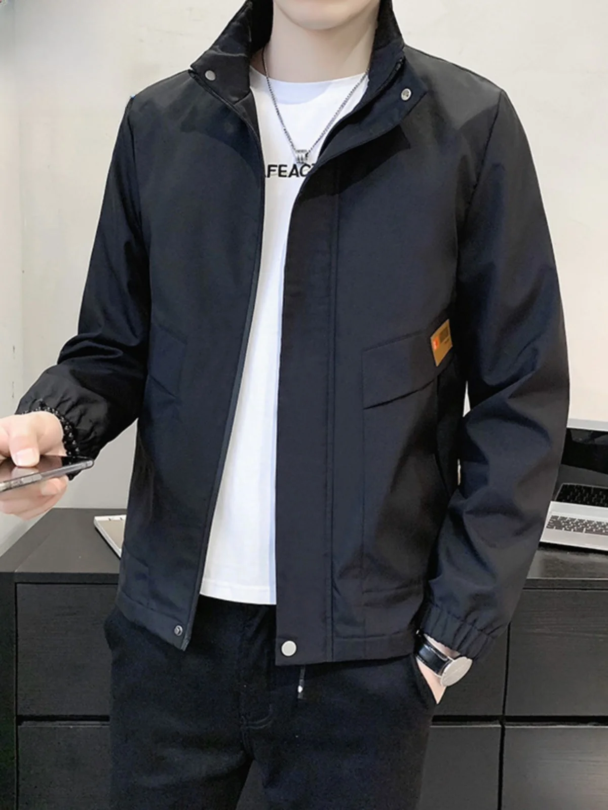 

Paul Men's Jaet Outerwear Loose Casual Workwear Sli Youthful Autumn Winter Faion Multi-ket Polyester Fiber