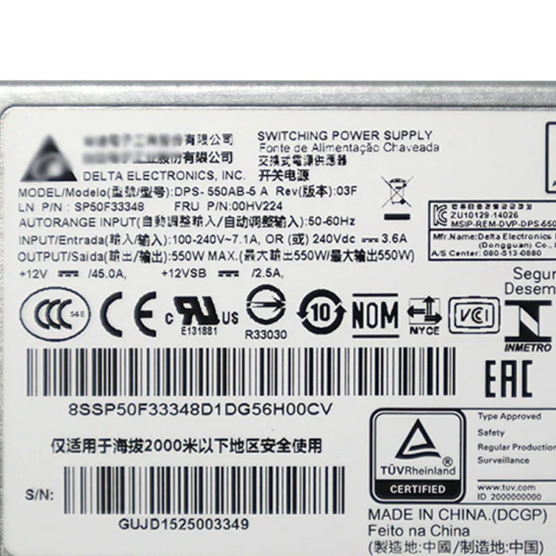 Imagem -02 - Interruptor de Alimentação para Servidor 550w Dps550ab-5 a Sp50f33348 00hv224 Rd350x Rd450 Rd450x Rd550 Rd650 Td350