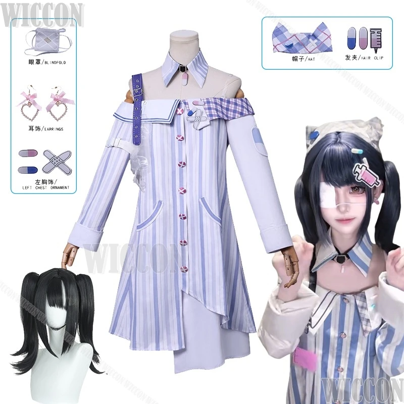 infinity-nikki-cosplay-costume-perruque-idee-particuliere-doux-costume-robe-tenue-patch-oculaire-jirai-kei-halloween-femmes-filles-navidad-carnaval