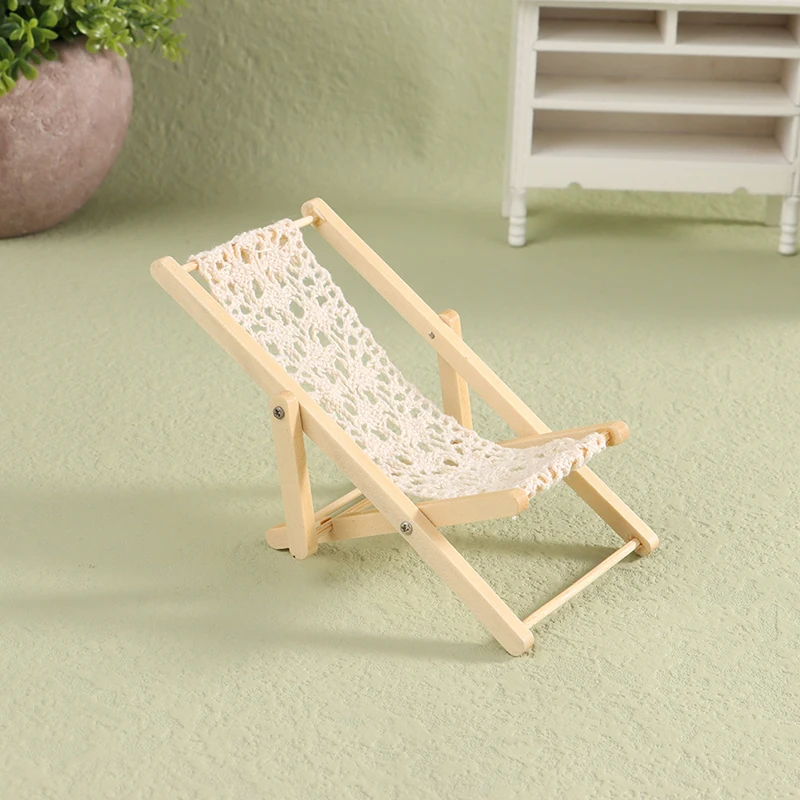 1/12 Dollhouse Foldable Deck Chair Dollhouse Lounge Deck Chair Model Doll House Mini Furniture Accessories