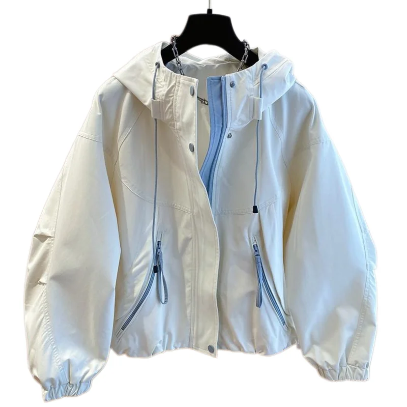

SuperAen Women's Spring and Autumn 2026 New Korean Style Loose Casual Hooded Jacket Oversize Short Jackets