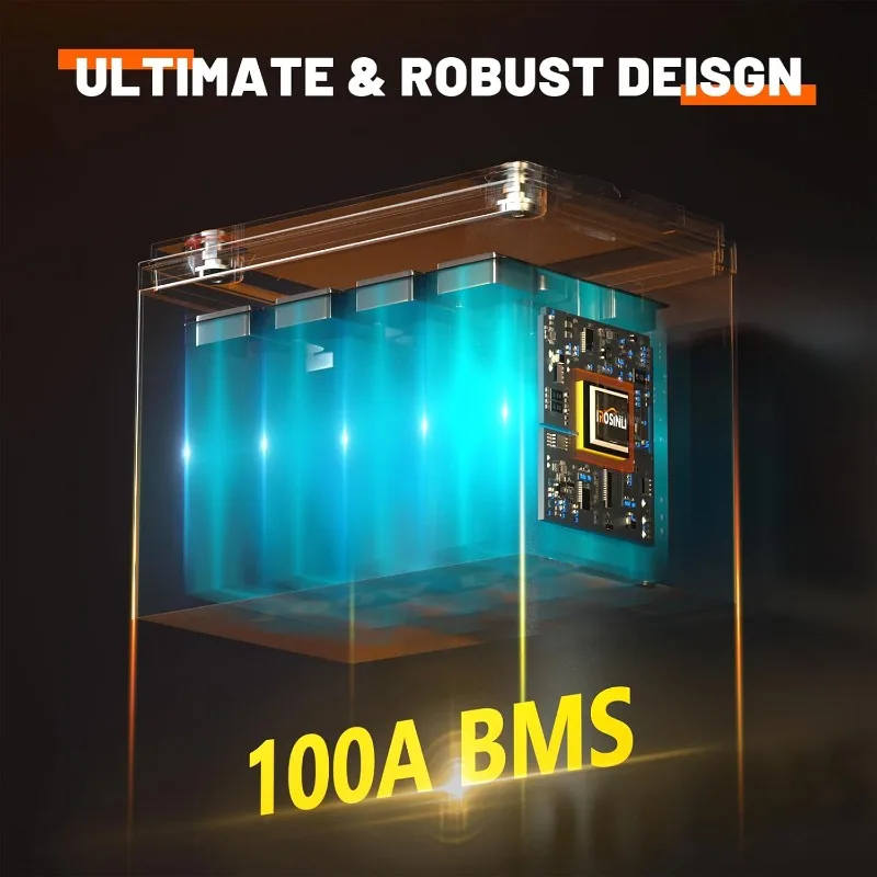 12V 100Ah BCI Group 24 LiFePO4 Battery, Built in 100A BMS, Max. 15000 Deep Cycle Lithium Rechargeable Battery for RV, Trolling