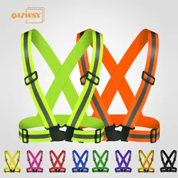 10PCS Reflective Vest Fluorescent Yellow For Bicycle Self-defense Safety Supplies Luminous Reflective Strips Running Adjustable