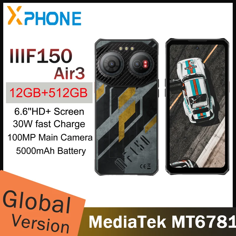 Смартфон IIIF150 Air3 защищенный, 12 + 512 ГБ, 6,6 дюйма, 5000 МП, 30 Вт, Android 14