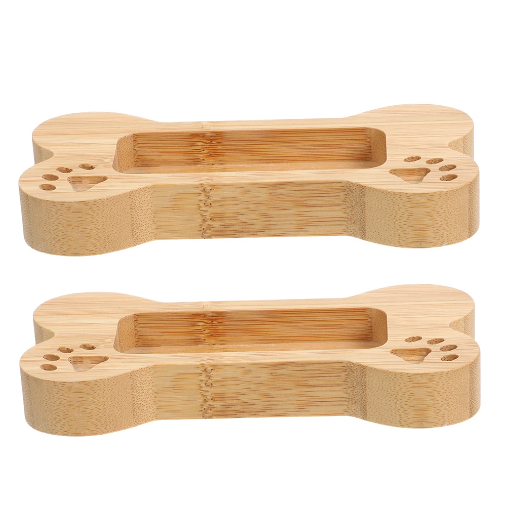 

2pcs Business Card Holder Stand Wooden Sturdy Material Simple Design Organize Cards Display Desk Professional Use