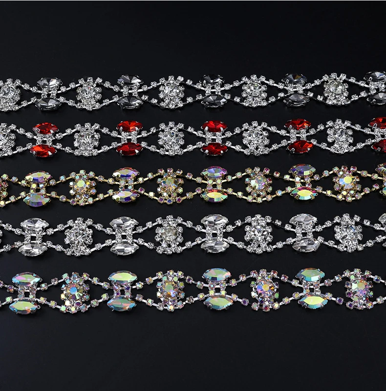 10 Yards Strass Kette Trim Kristall Diamant Zubehör DIY Handwerk Glänzende Diamant Tasche Geschenk Party Dekoration Band – Detail 1