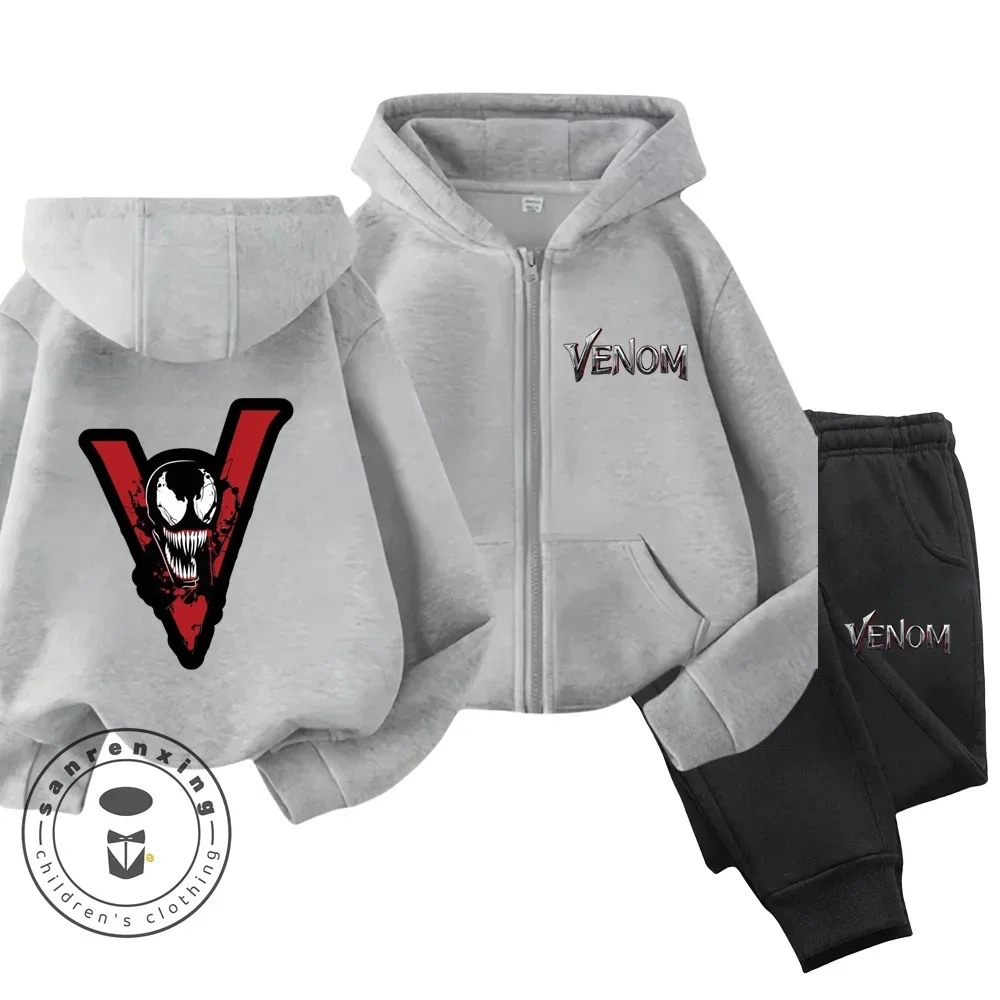 Ensemble de vêtements à fermeture éclair Venom pour enfants, pull PVD, haut et pantalon astronomiques, manches longues imbibées, vêtements de sport pour enfants, garçons et filles, 2 pièces