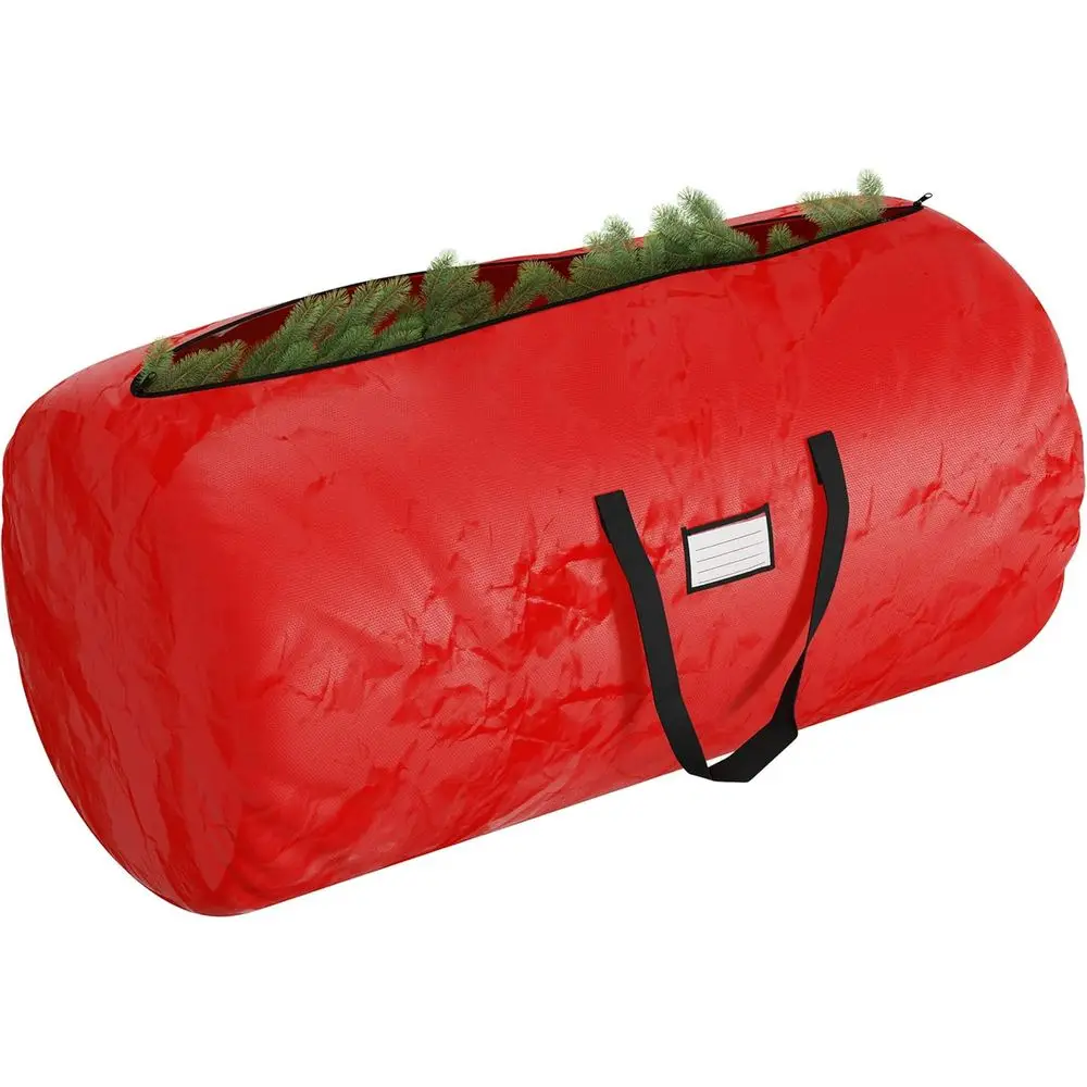 

Красная полипропиленовая сумка для хранения рождественской елки с застежкой-молнией для праздничного декора, надувных изделий, гирлянд и искусственных деревьев на 12 футов