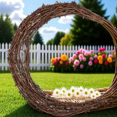 Diy Ring Moon Shaped Natural Wreath Frame For Home Wall Hanging Decor Christmas Party Floral Garland Wreath Making Material Xmas