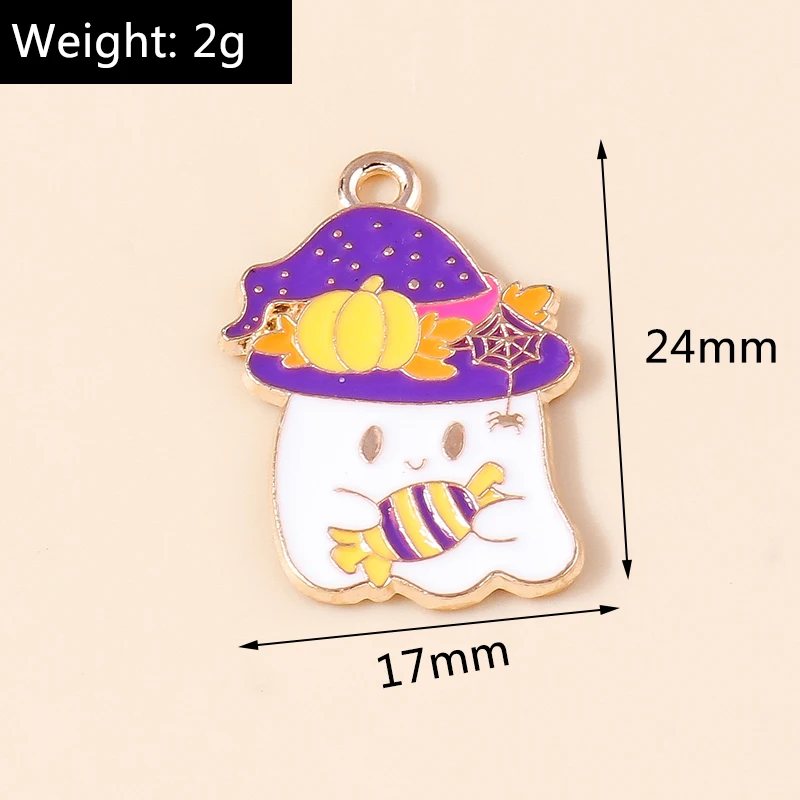 Leslie 10 stücke Mode Halloween Charme Emaille Horror Augapfel Spinne Hexe Geist Kürbis Anhänger für DIY Schmuck machen Accessoires – Detail 24