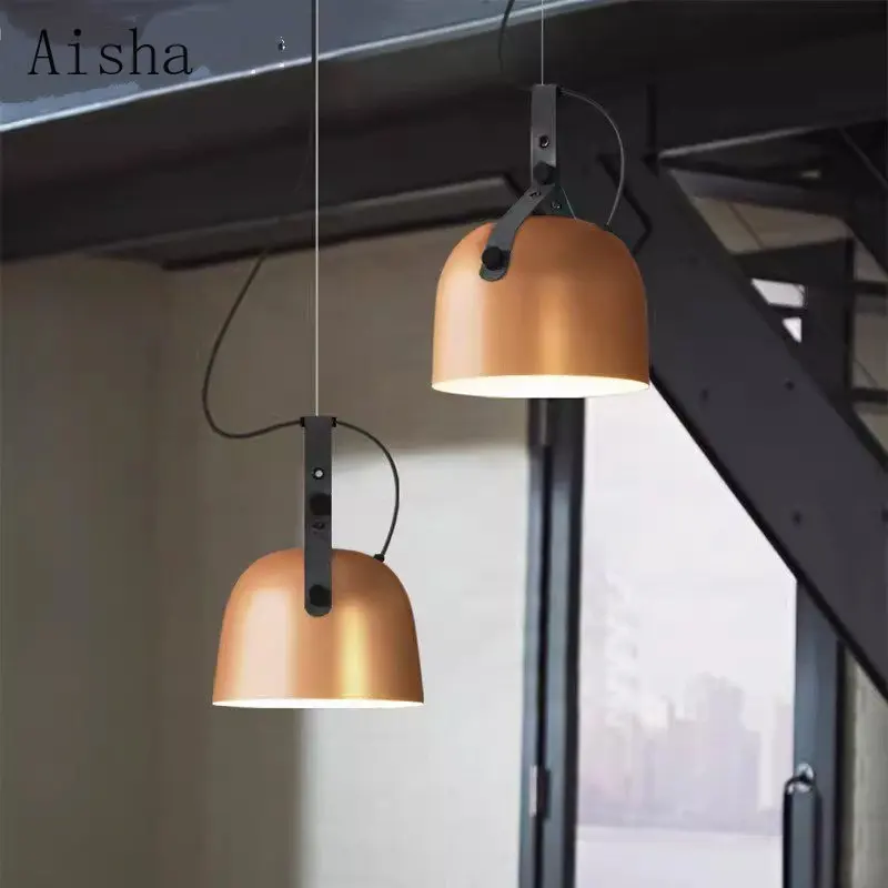 Imagem -03 - Nordic Minimalista Black Belt Lustre Restaurante Bar Counter Pendant Lamp Fixture Bedside Personalizado Quarto