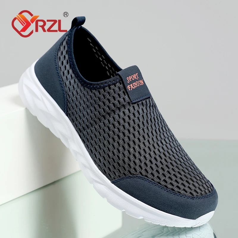 

YRZL Men's Shoes Breathable Mesh Men Casual Shoes Outdoor Anti-Slip Large Size Loafers Walking Lightweight Mens Tennis Shoes