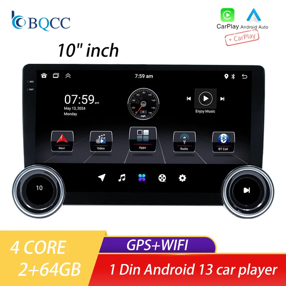 BQCC 10.1 inch Universal android13 Car Radio Dual twist Android Auto CarPlay 1din Multimedia Player GPS car Intelligent Systems