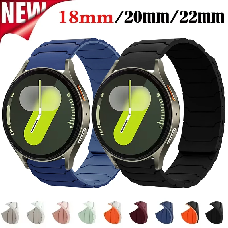18mm 20mm 22mm Magnetic Strap for Samsung Galaxy Watch 7 6 5 4 Classic 5Pro Active Silicone Band for Huawei Watch 5 GT5 Pro 46mm