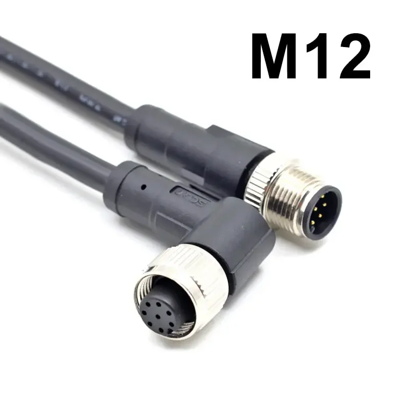 IP67 M12 2/3/4/5/6/8/12Pin Aviation Plug with Cable Waterproof M12 Male Female Threaded Connector Wire for Data,Telecom Systems