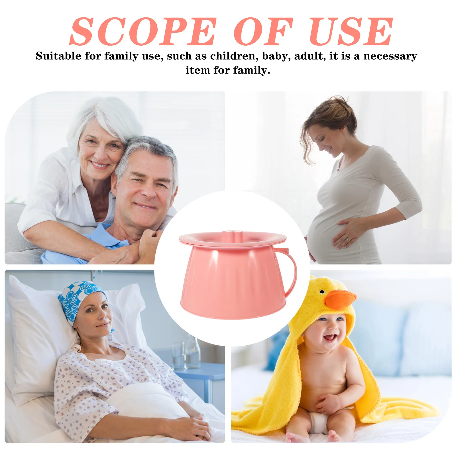 وعاء غرفة محمول مع غطاء مادة Pp متينة مبولة بلاستيكية خفيفة الوزن لكبار السن الحوامل غرفة نوم التخييم استخدام Bedpan #1